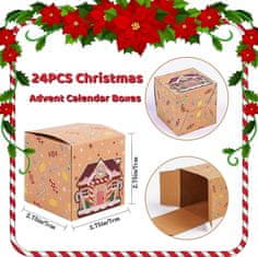 Nikcorp Adventski kalendar za punjenje, 24 kutije za odbrojavanje do Božića, DIY set za slatkiše i poklone, kartonski, 7x7x7 cm