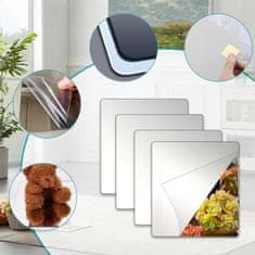 Nikcorp Set od 4 samoljepljiva akrilna ogledala 20x20 cm, debljina 3 mm, zidne naljepnice s efektom zrcala za dekoraciju doma