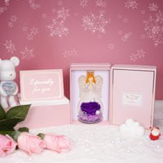 Nikcorp Figurica anđela s konzerviranim ljubičastim ružama u staklenoj kupoli, trajni poklon za žene, 11x16 cm