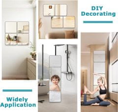 Nikcorp Set od 4 samoljepljiva akrilna ogledala 20x20 cm, debljina 3 mm, zidne naljepnice s efektom zrcala za dekoraciju doma