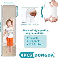 Nikcorp Set od 4 samoljepljiva akrilna ogledala 20x20 cm, debljina 3 mm, zidne naljepnice s efektom zrcala za dekoraciju doma