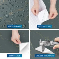 Nikcorp Samoljepljiva folija za namještaj i radne ploče, efekt mramora, sivo-zelena, 30 cm x 5 m, vodootporna PVC dekoracija