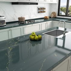 Nikcorp Samoljepljiva folija za namještaj i radne ploče, efekt mramora, sivo-zelena, 30 cm x 5 m, vodootporna PVC dekoracija