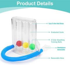 Nikcorp Trenažer disanja s 3 komore za vježbanje pluća i logopedsku terapiju, podesivi intenzitet, higijenski dizajn