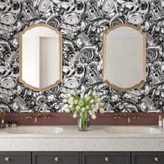 Nikcorp Samoljepljiva vinilna tapeta 44,5x300 cm, vodootporna, crno-bijeli gotički uzorak za zidove i namještaj