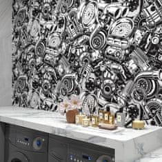 Nikcorp Samoljepljiva vinilna tapeta 44,5x300 cm, vodootporna, crno-bijeli gotički uzorak za zidove i namještaj