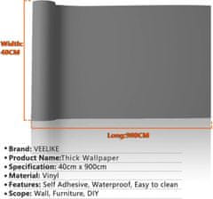 Nikcorp Samoljepljiva vodootporna tapeta sivi cement za radne ploče i zidove 40x900 cm efekt betona