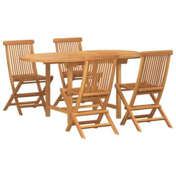 Vidaxl Vrtni set za objed 5 pcs Smeđa Čvrsto teak drvo