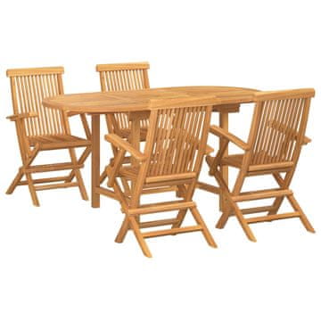 Vidaxl Vrtni set za objed 5 pcs Smeđa Čvrsto teak drvo