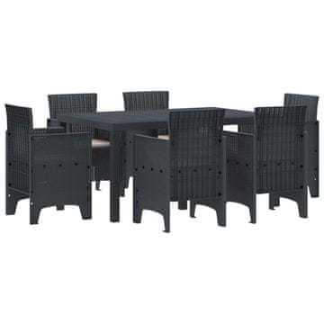 Vidaxl Vrtni set za objed 7 pcs Antracit Polt ratan