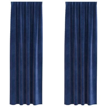 Vidaxl Zavjese za zamračivanje 2 pcs Tamno plava 140 x 260 cm Baršun
