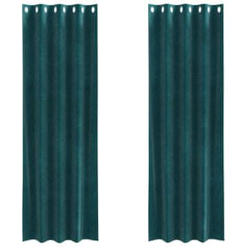Vidaxl Zavjese za zamračivanje 2 pcs Tamnozelena 140 x 245 cm Baršun