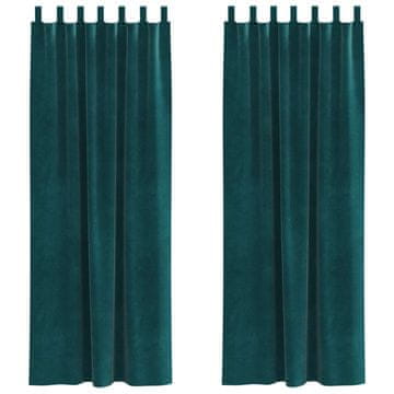 Vidaxl Zavjese za zamračivanje 2 pcs Tamnozelena 140 x 245 cm Baršun
