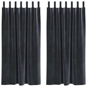 Vidaxl Zavjese za zamračivanje 2 pcs Tamno siva 140 x 175 cm Baršun