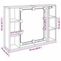 Vidaxl Ogledalo ormar Crni hrast 76 x 15 x 55 cm Konstruirano drvo