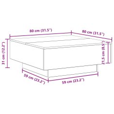 Vidaxl Kava Stol Staro drvo 80 x 80 x 31 cm
