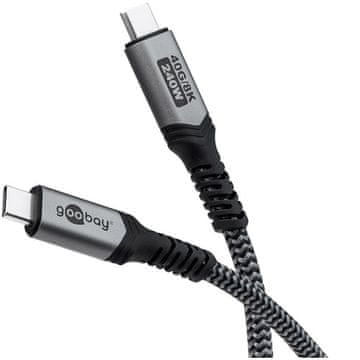 Goobay USB-C na USB-C 240W USB4 40Gbit/s 1m crni/sivi naponski podatkovni kabel