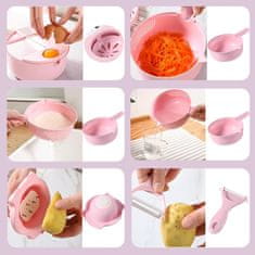 HOME & MARKER® Višenamjenski kuhinjski rezač 12-u-1, sjeckanje i ribanje, nehrđajući čelik, spremnik bez nereda | CHOPIBOX, roza