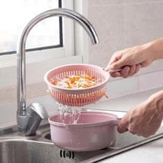 HOME & MARKER® Višenamjenski kuhinjski rezač 12-u-1, sjeckanje i ribanje, nehrđajući čelik, spremnik bez nereda | CHOPIBOX, roza