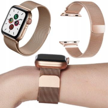 REMENIK ZA APPLE WATCH 3/4/5/6/7/8/9/SE 38/40/41MM NARUKVICA ČELIK RUŽIČASTO ZLATNA