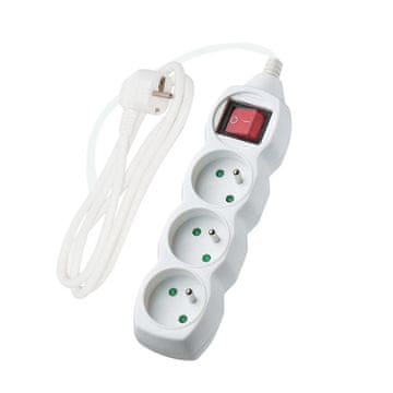 IN Produžni kabel s prekidačem, 3 utičnice, bijeli, 3 m ONLINE