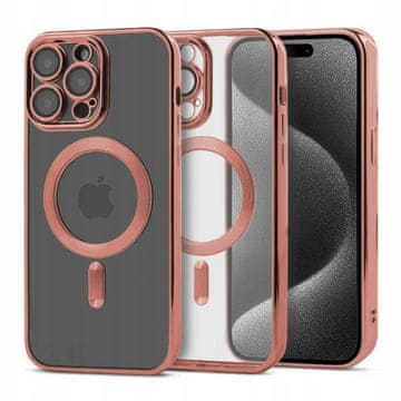 FUTROLA ZA iPhone 15 PLUS MAGSAFE MAGSHINE OJAČANA FUTROLA RUŽIČASTA + STAKLO