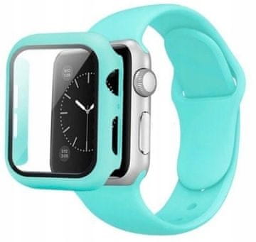 REMEN GUMENA FUTROLA STAKLENA REMENICA I FUTROLA 3U1 APPLE WATCH 4 5 6 SE TIRKIZNA 40 MM