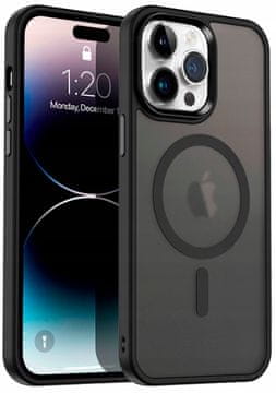 MAGSAFE ZAŠTITNA FUTROLA ZA APPLE IPHONE 15 MAT CRNA + STAKLO