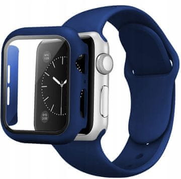 REMEN GUMENA FUTROLA STAKLENA REMENICA I FUTROLA 3U1 APPLE WATCH 4 5 6 SE PLAVA 40MM