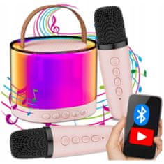 RGB BEŽIČNI ZVUČNIK MIKROFON BLUETOOTH KARAOKE SET 2 MIKROFONA