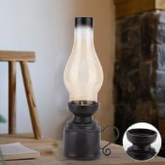 HOME & MARKER® LED vintage petrolejska lampa s efektom plamena, baterijski rad, dekorativna ambijentalna rasvjeta | VINTALUM, crna