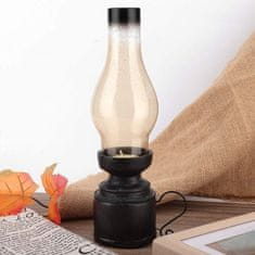 HOME & MARKER® LED vintage petrolejska lampa s efektom plamena, baterijski rad, dekorativna ambijentalna rasvjeta | VINTALUM, crna