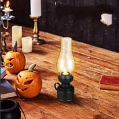 HOME & MARKER® LED vintage petrolejska lampa s efektom plamena, baterijski rad, dekorativna ambijentalna rasvjeta | VINTALUM, crna