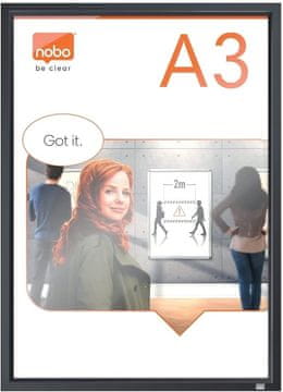 Nobo Okvir za sliku a3 nobo s klip pričvršćivanjem grafitno sivi okvir 1915581