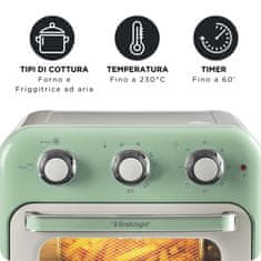 Ariete Cvrtnik na vroč zrak | Air Fryer & Oven Vintage 16L – Zelena