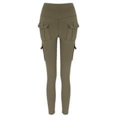 VIVVA® Cargo tajice s džepovima – visoki struk, rastezljive, za jogu i fitness | CARGOFIT, zelena, S/M