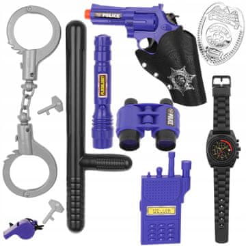 LandToys Policijski set uniformi: pištolj, lisice, palica, značka, ključevi, policajac