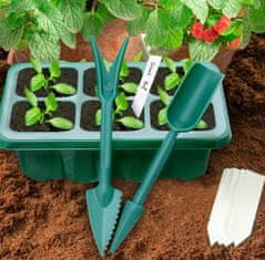 HOME & MARKER® Posuda za sadnice s pregradama – 12 rupa, prozračni poklopac, višekratna | PLANTURKA, zelena