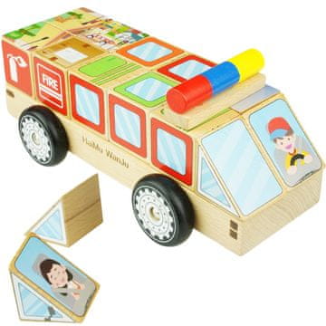 Drveni automobili za razvrstavanje automobila Figure blokovi šareni edukativni