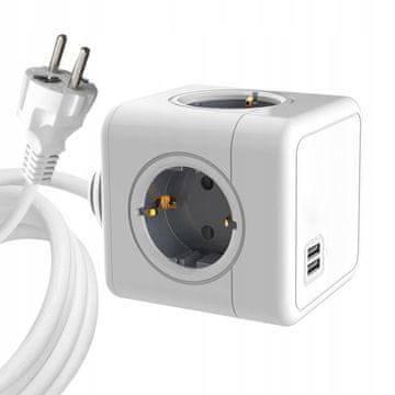 MicroConnect PowerCube 4 Schuko utičnice 2xUSB bijela