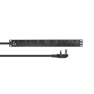 UK produžni kabel, 1U rackmontaža, 13A, 8 utičnica, kabel od 3 m, LVR-3MUK-SPD-UK8