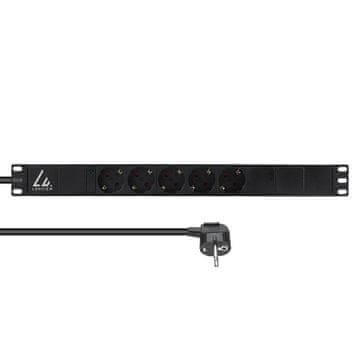 19" 1U 10A produžni kabel s 5 Schuko F utičnica, za rack ormar, LVR-3MSCH-LIC-SCH5