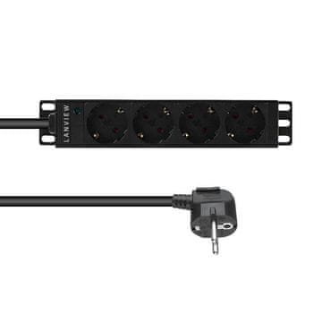 produžni kabel s 4 Schuko utičnice, 10'', 2 m kabela 3G1,5 mm2, svjetlosni indikator, LVR-2MSCH-LIC-SCH4
