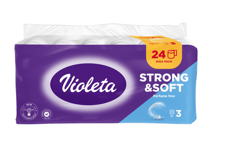  Violeta toaletni papir Pure&Strong, 3 sloja, pamuk, 24/1 