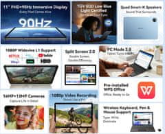 Blackview ZENO 10 tablet, 27,94 cm (11), 8 GB + 256 GB, IPS FHD+, Android, plava + maskica, pribor