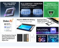 Blackview ZENO 10 tablet, 27,94 cm (11), 8 GB + 256 GB, IPS FHD+, Android, plava + maskica, pribor