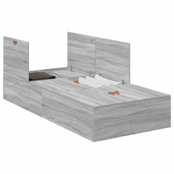 Vidaxl Krevet s ladicama Siva Sonoma 90 x 200 cm Konstruirano drvo