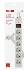 EMOS P54215 zaštita od prenapona – 6 utičnica, 1,5 m, bijela