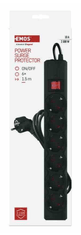 EMOS P54218 zaštita od prenapona – 6 utičnica, 1,5 m, crna