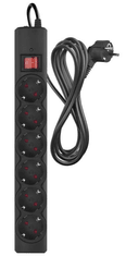 P54219 zaštita od prenapona – 6 utičnica, 3 m, crna